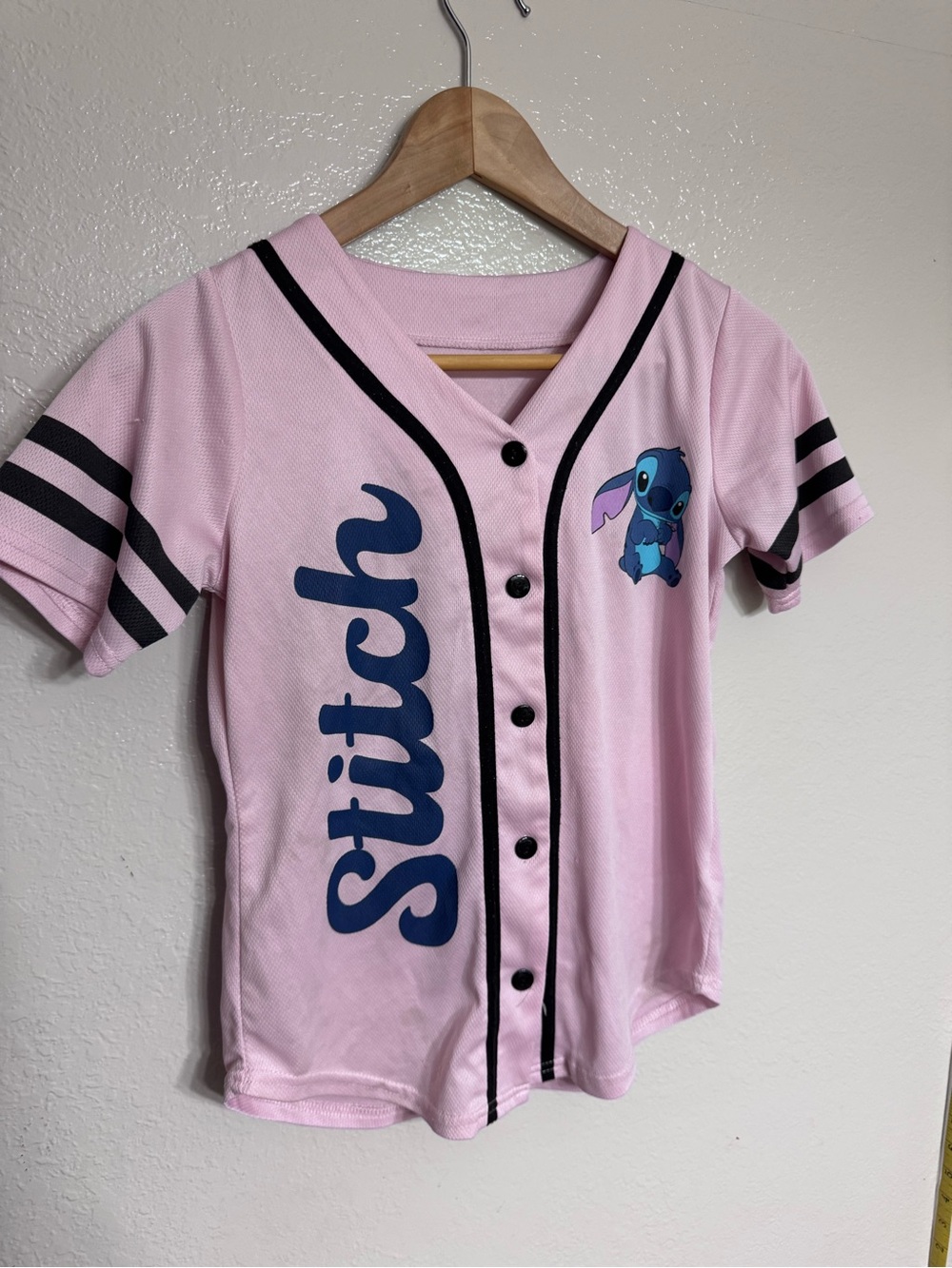 Disney Stitch Pink Girls' Baseball Jersey Top
